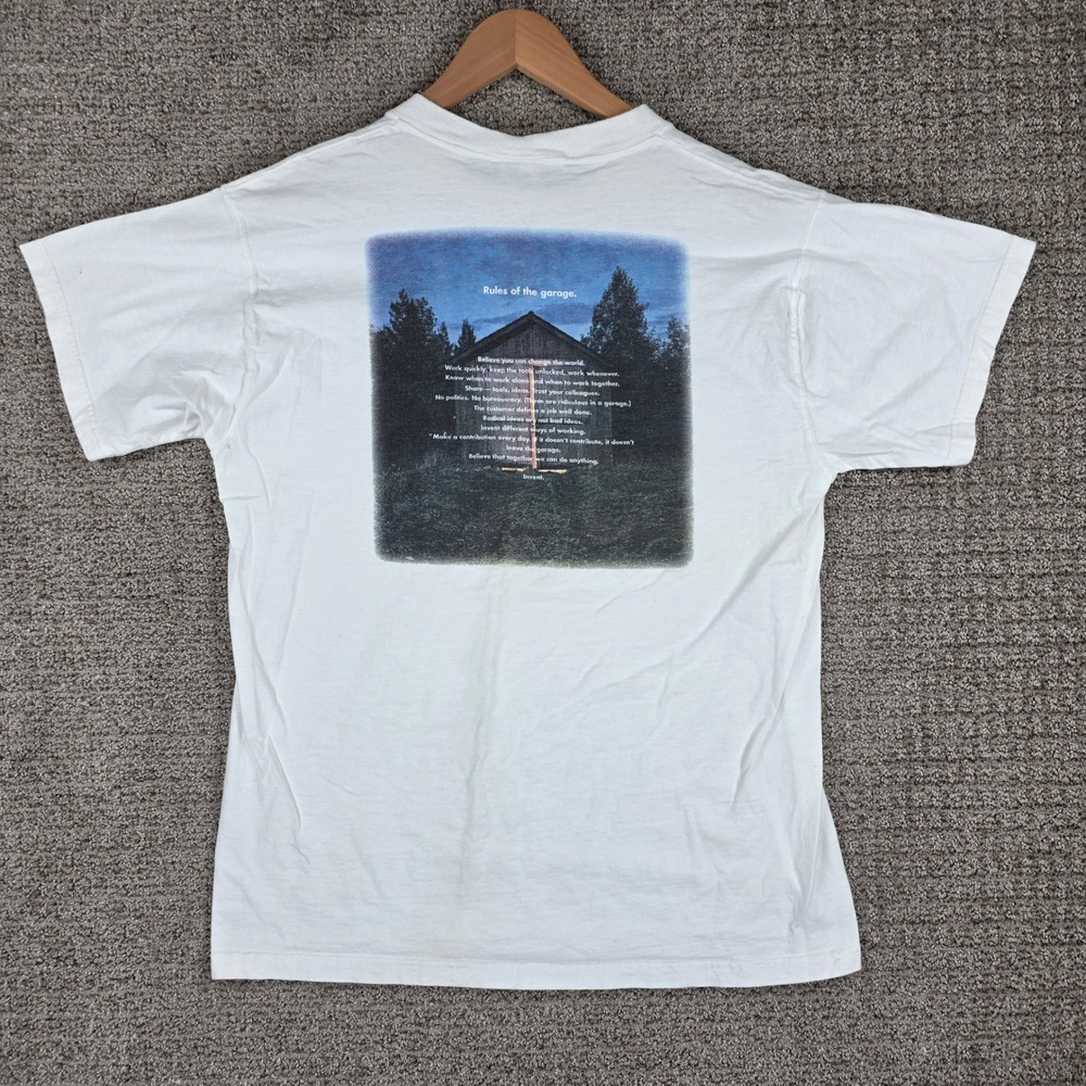 Vintage Rare HP Hewlett Packard Rules of the Garage T-Shirt White Mens Large L